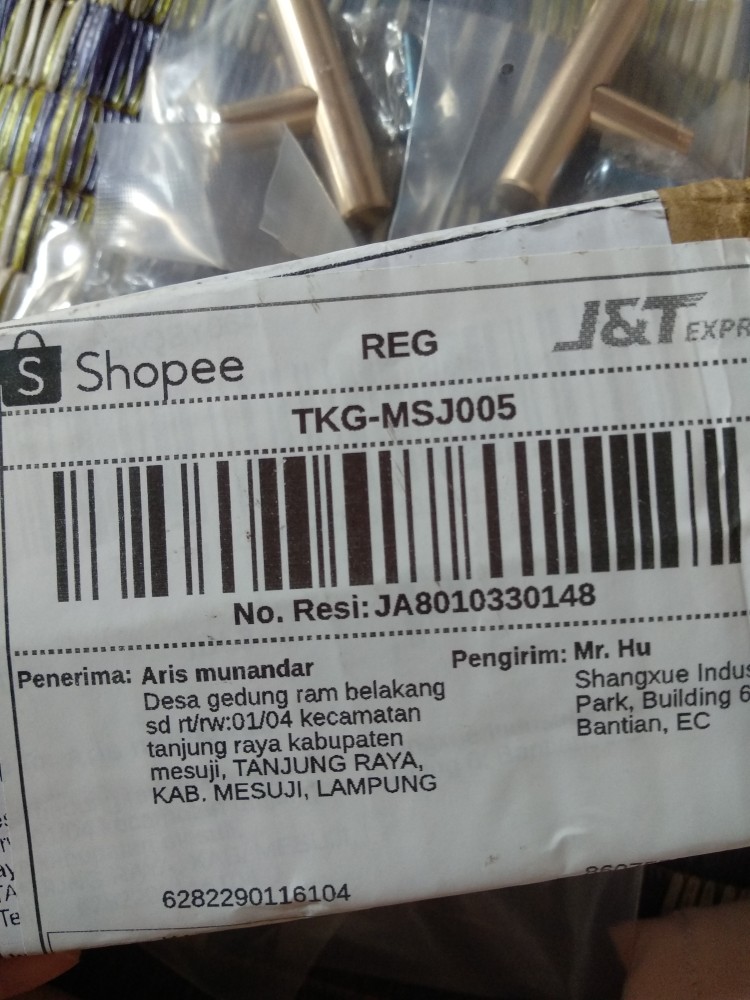 Gagang Pintu Lemari Bahan Aluminium Alloy Bentuk T T Warna Emas / Hitam