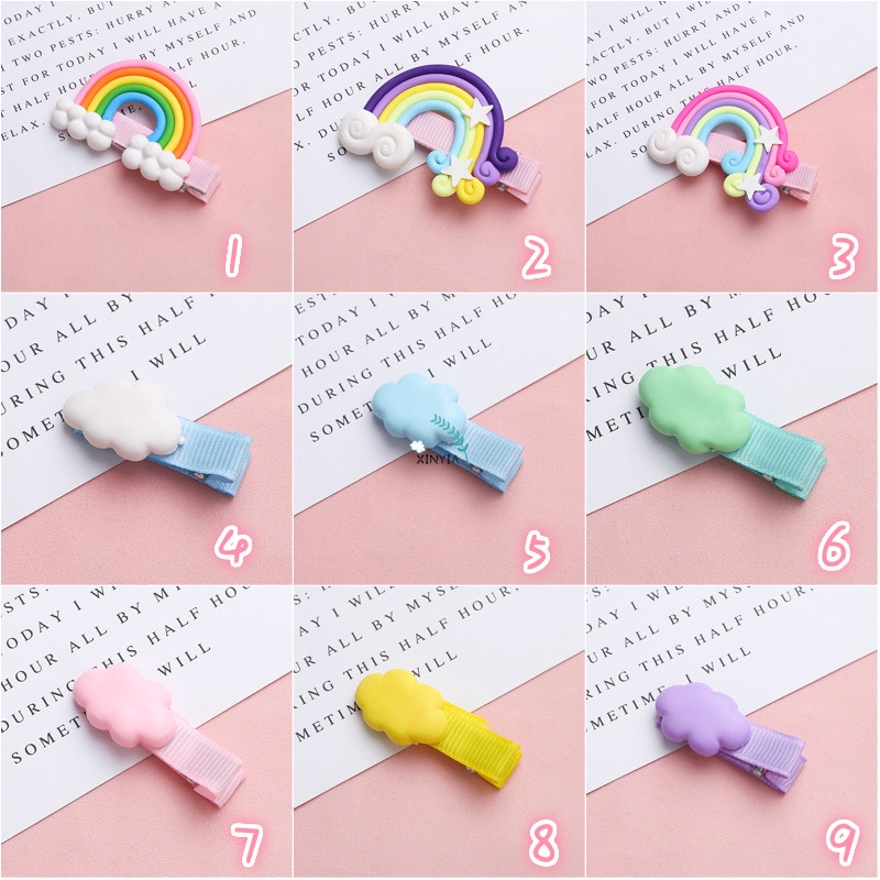 Jepit Rambut Gaya Korea Awan/Pelangi Warna Permen Hairpin Untuk Anak Perempuan