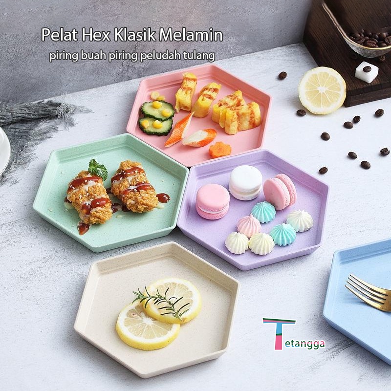 Piring Makanan Buah Warna Warni Bahan / PIRING PLASTIK MAKAN BENTUK SEGI ENAM