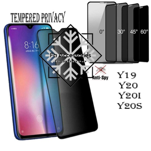 Tempered Glass Privacy Anti Spy Full Glue Vivo y19 y20 y20i y20s y20sg v20 v21 v20se v23 v23e v25 v25e v25pro t1 t1pro 5G e se i s G GORES