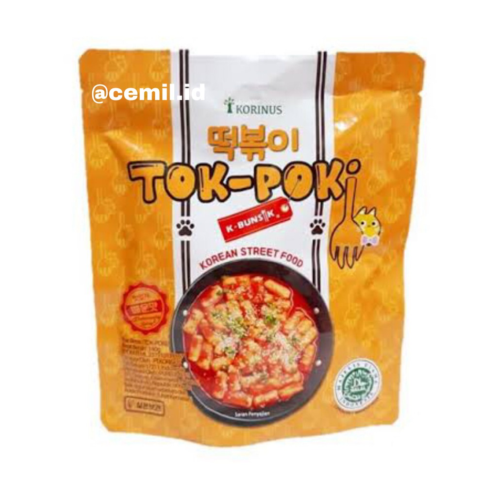 Korinus Korean - Bunsik Yopokki / Topokki / Tokpokki / Tteokbokki Instant Pedas Manis Logo HALAL MUI