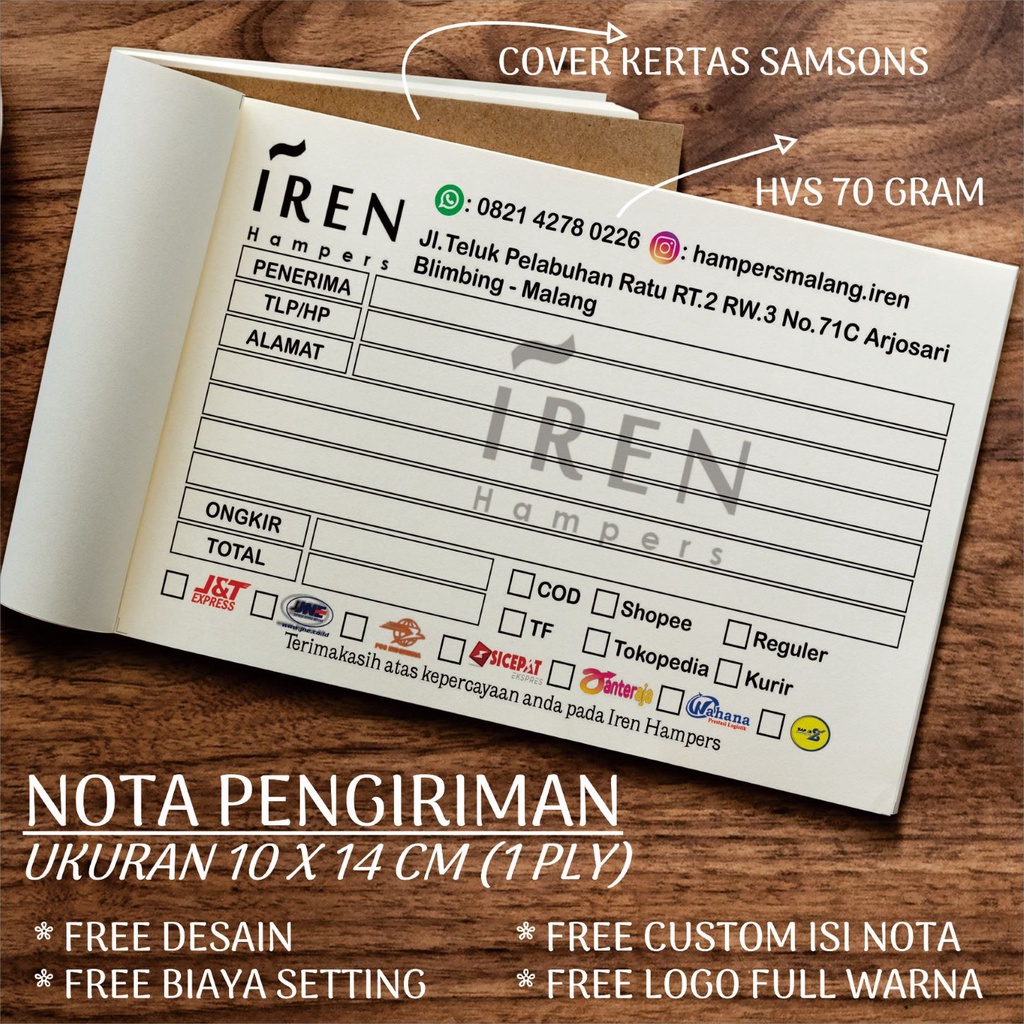 

NOTA MURAH LABEL PENGIRIMAN BARANG ONLINE SHOP 1/4 FOLIO