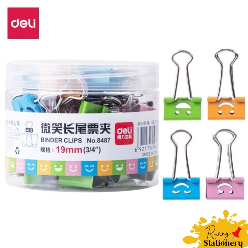 

DELI Binder Clip 8487 Binder Klip Kertas 19mm Per Toples Isi 40 Pcs