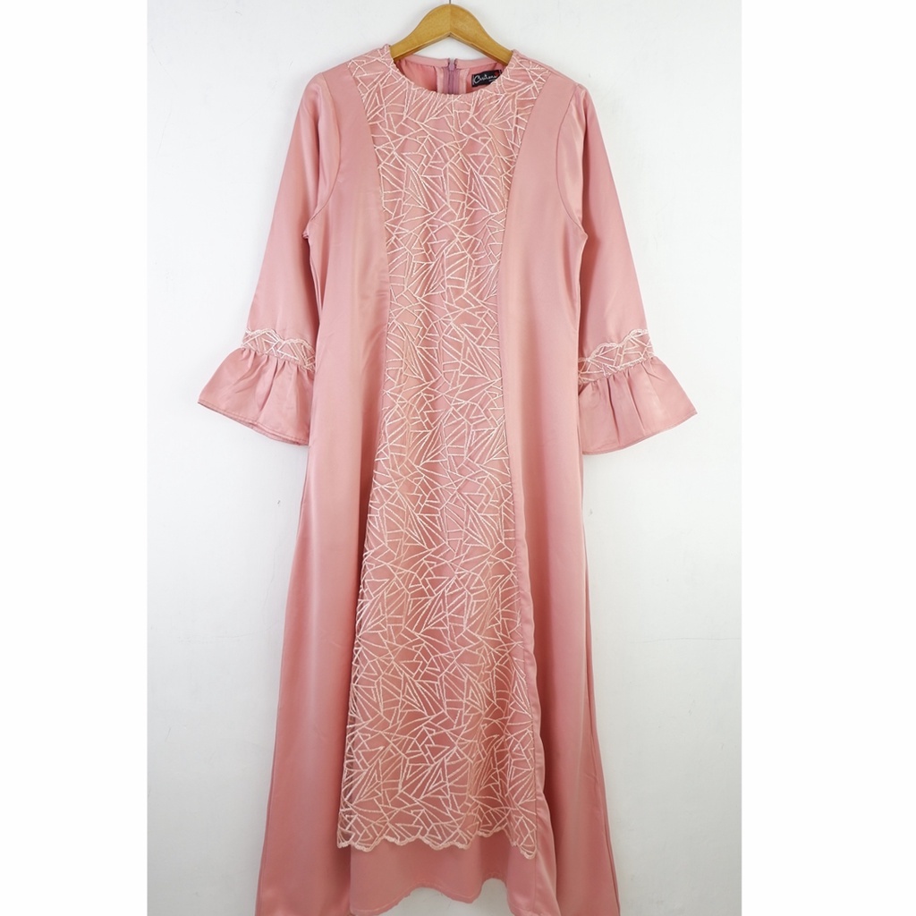 GAMIS CESITONE SATIN TILE VARIASI BRUKAT CANTIK DRESS KONDANGAN/GAMIS BRUKAT/TILE BRUKAT