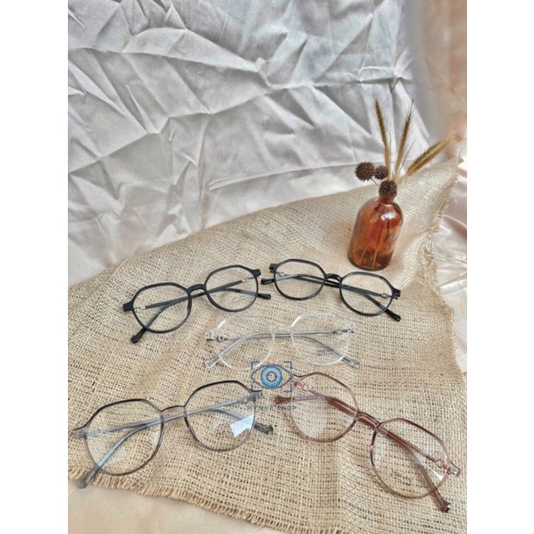 Kacamata Minus “DARLENE” Fashion Wanita Anti Radiasi Blue Ray Photocromic Cylinder Model Korea Hexag