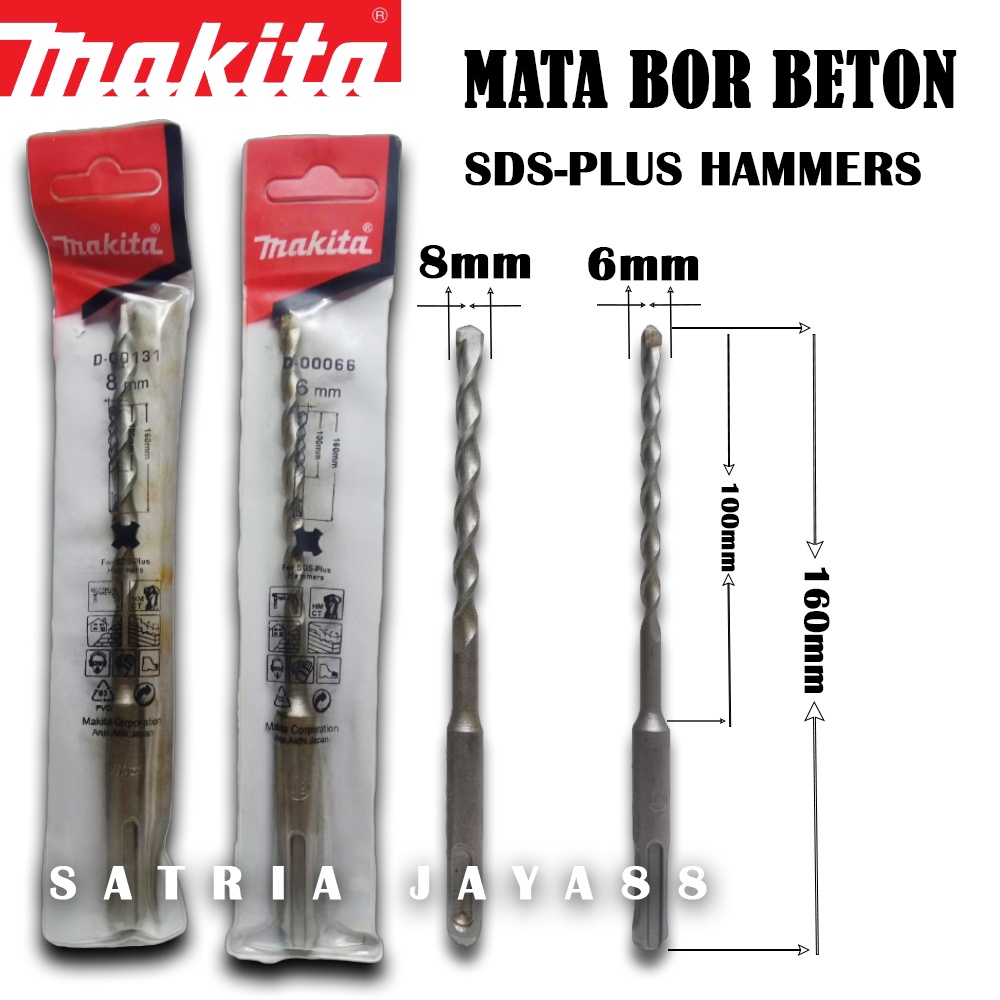 ORIGINAL MAKITA MATA BOR BETON SDS PLUS HAMMER MAKITA ASLI / MASONRY DRILL / MATA BOR TEMBOK UKURAN 6mm x 160mm 8mm x 160mm SDS PLUS HAMMER