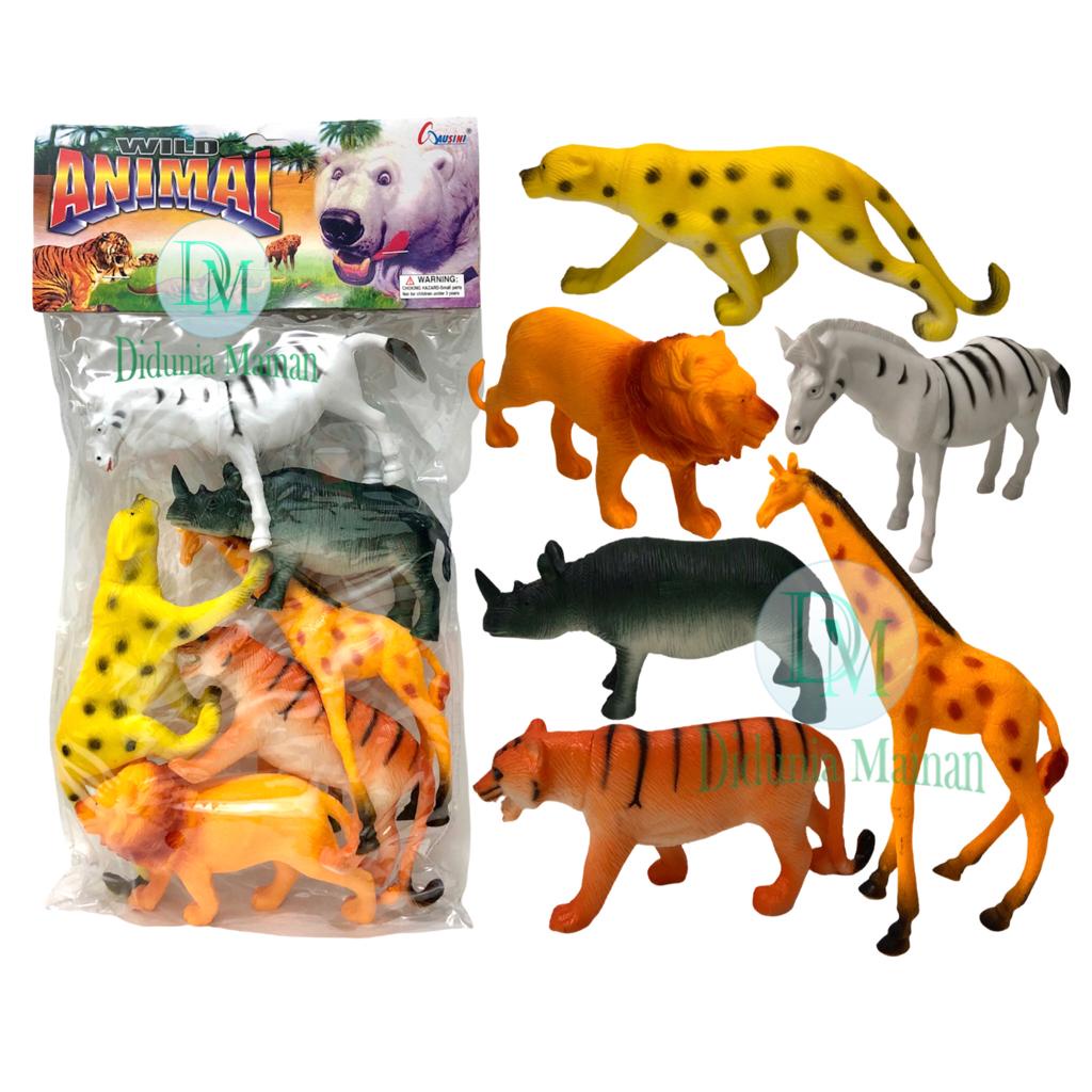 Mainan Anak Koleksi Figure Binatang Karet Wild Animal Hewan Set Isi 6 Pcs