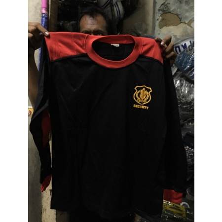 Kaos Tembak Satpam (Hitam Merah) - Kaos Security Kaos PDL Satpam (Merah) Kaos Lengan Panjang