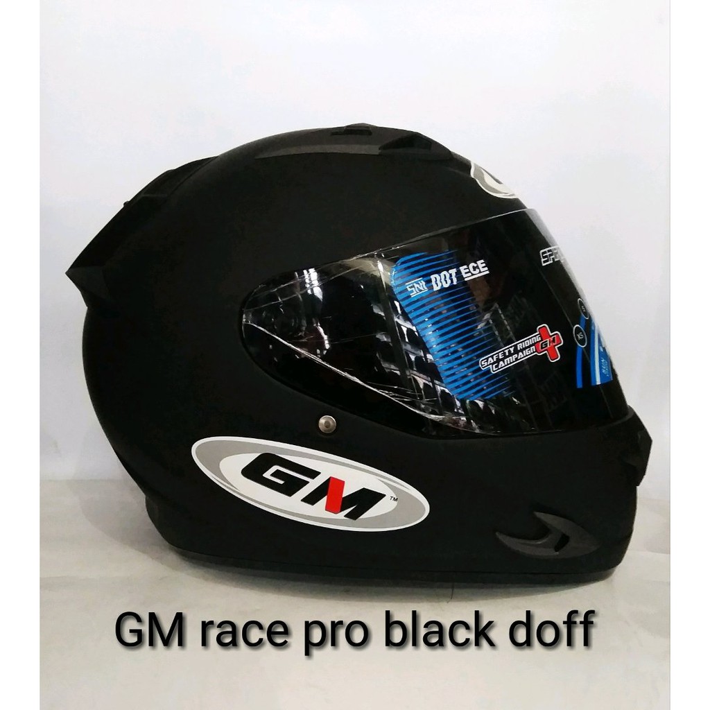 Helm fullface GM RACE PRO SOLID black doff size M Terbaik