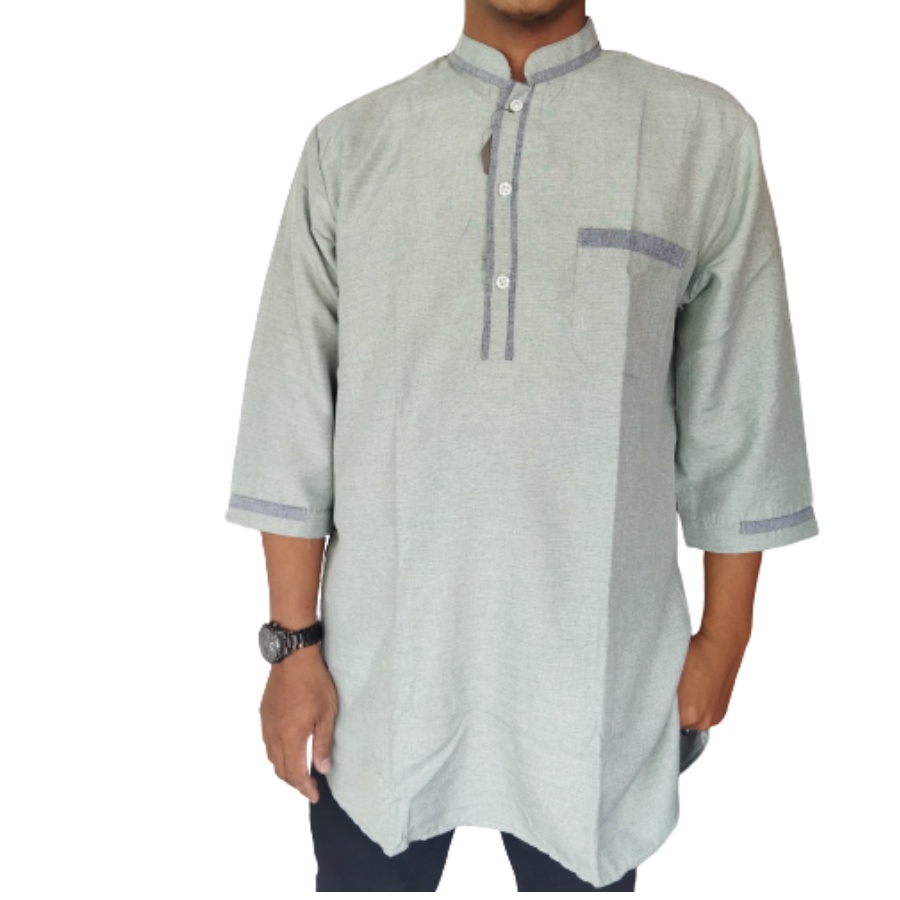 Baju Koko Dewasa Kurta Pakistan Lengan 3/4 Bahan Katun Madina Adem Tebel Halus Bakul Shopp