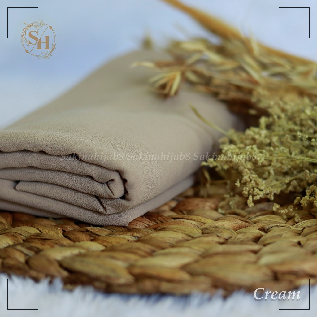 PROMO Pashmina Ceruty Babydoll 200x75 cm jahit tepi CHAPTER1-Cream