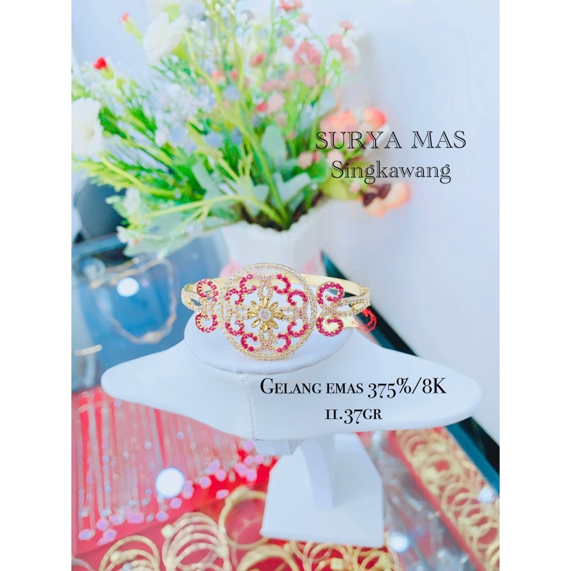 gelang bulat permata merah