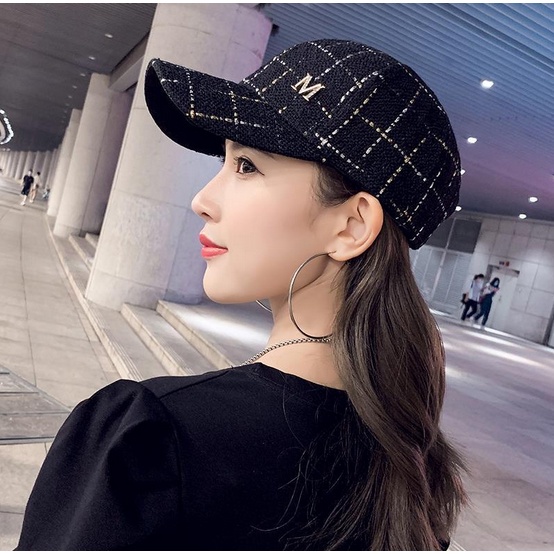 Topi Baseball Pria Wanita Unisex Aksen Rajut Kotak Huruf M Casual Cap Olahraga Golf Sport Import TWB