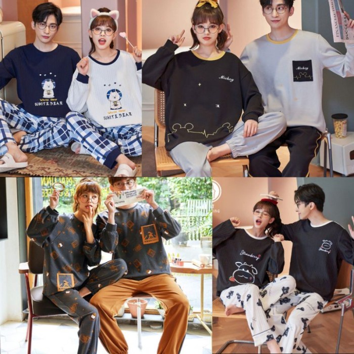 SETELAN SET PIYAMA BAJU KAOS TIDUR COUPLE FAMILY SUAMI ISTRI KELUARGA CEWEK COWOK PRIA WANITA KATUN 