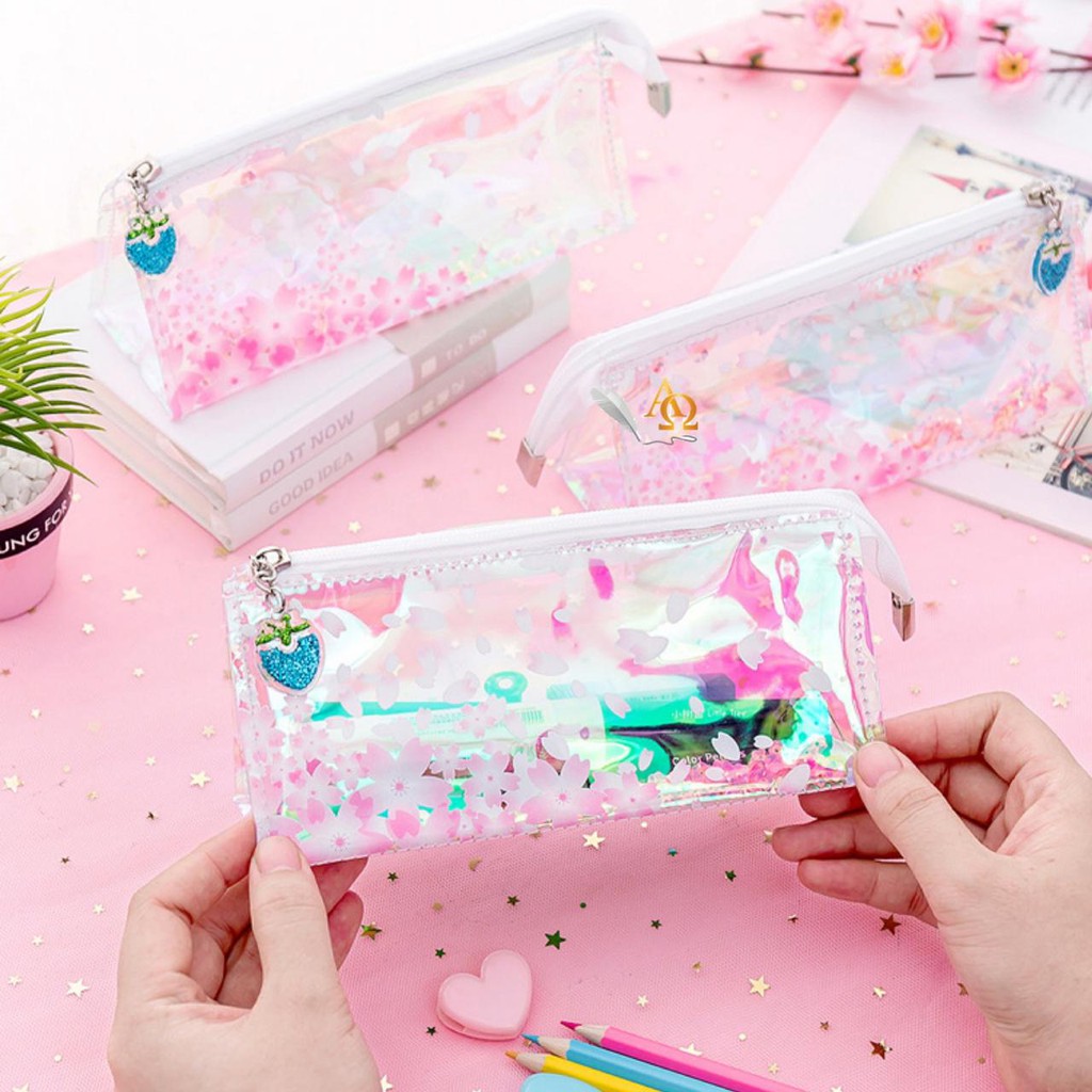 

Tempat Pensil Unik / Pencil Case Motif Sakura Imut Bisa Bergerak