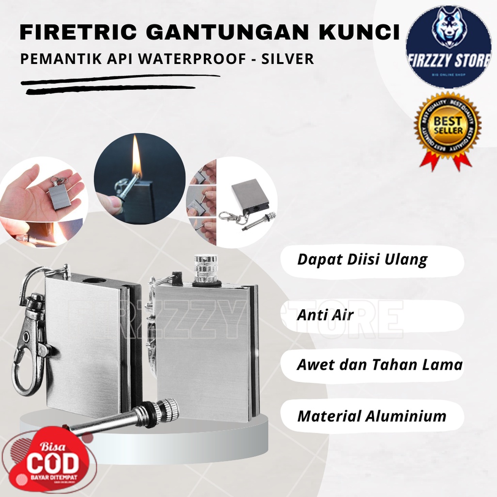 Firetric Gantungan Kunci Pemantik Api Waterproof - Silver