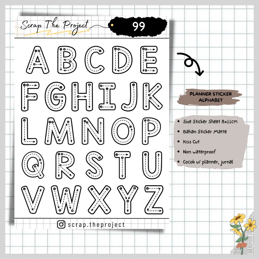 

STICKER PLANNER JOURNAL / STICKER LETTER ALPHABET / STP - 99