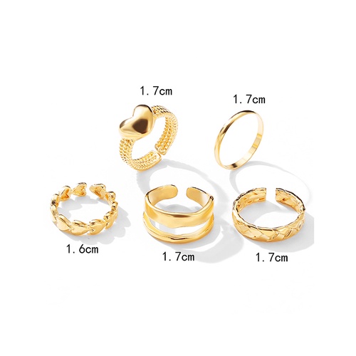 LRC Cincin Set Fashion Gold Metal Love Multilayer W7485X