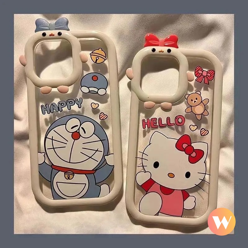 Soft Case Bumper Motif Kartun Doraemon Hello Kitty 3D Untuk iPhone 13 11 12 Pro MAX 6 6S 7 8 Plus XR X XS MAX SE