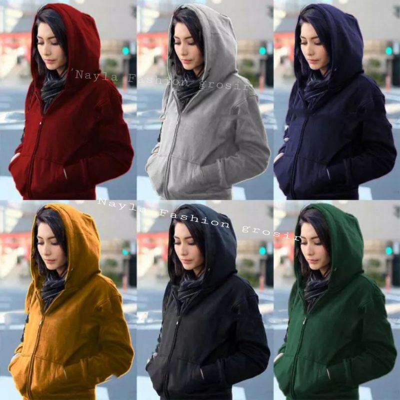 Jaket Sweater Hoodie Zipper Polos Wanita / jaket wanita polos murah / jaket keren / sweater polos wanita / modis / fashion wanita kekinian