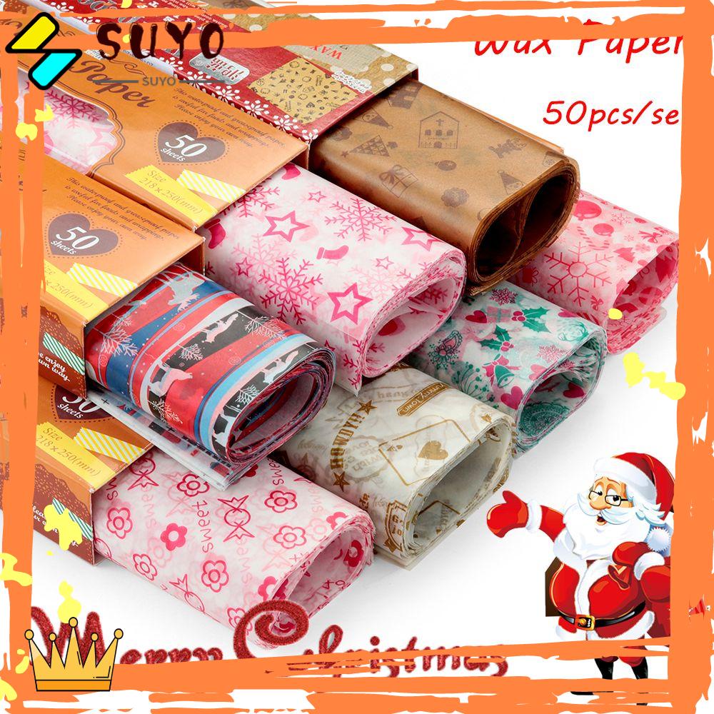 Suyo 50PCS / Set Kertas Lilin Motif Rusa Natal Anti Minyak / Air