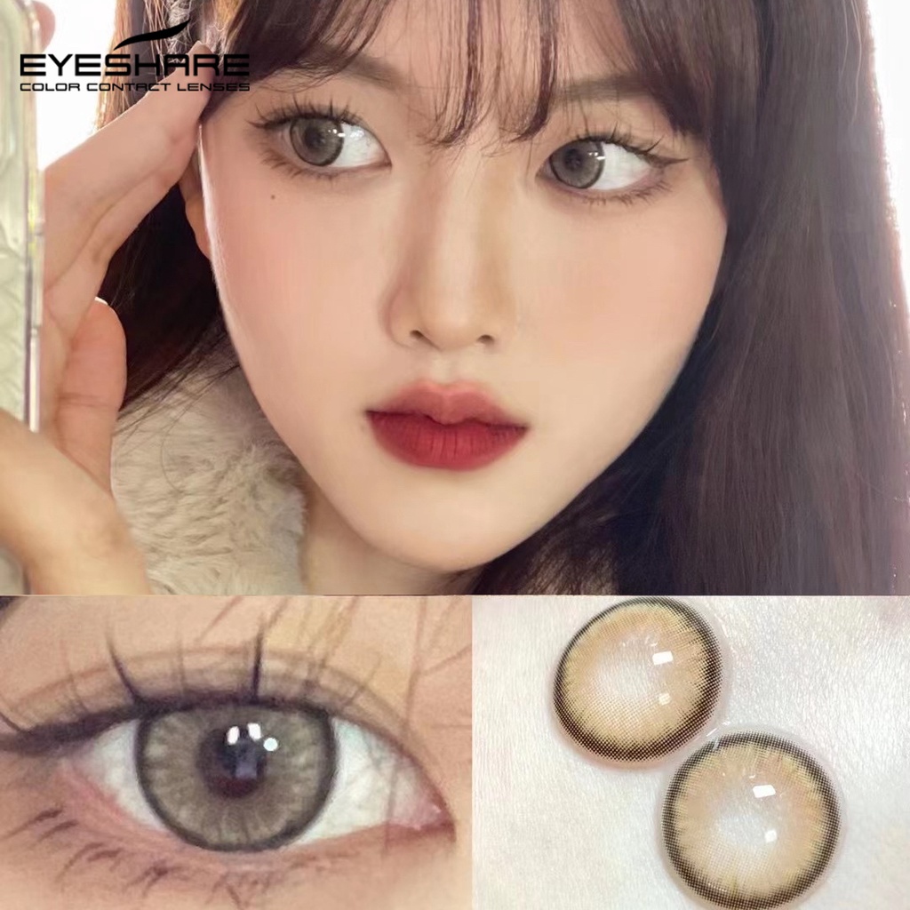 （COD）Seri DIAMOND abu-abu coklat 1 pasang lensa kontak warna diameter 14.5 MM softlens dubai biru hijau mata yang besar warna gradien softlens soflen mata soflent soflen normal