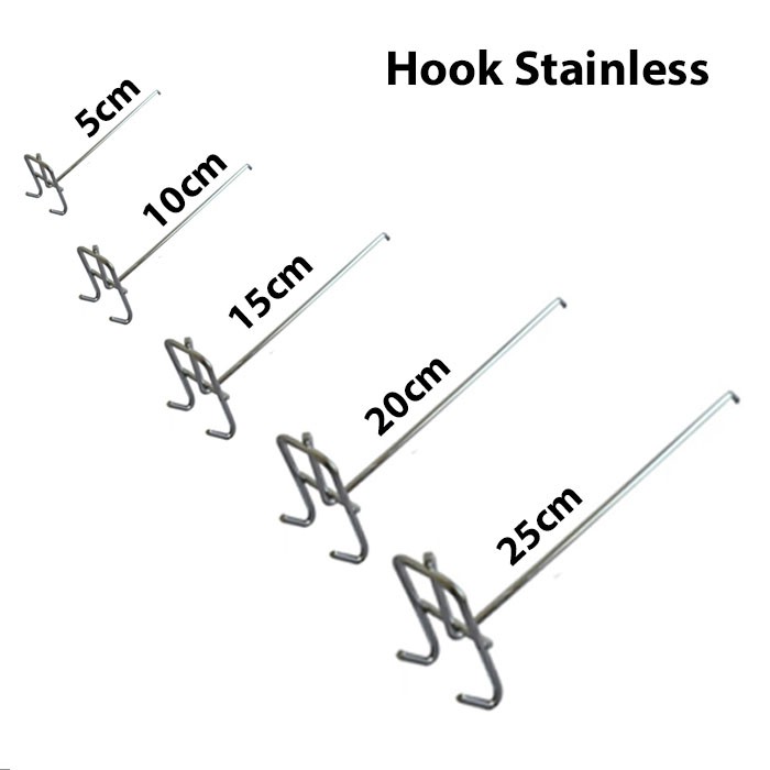 HOOK Cantolan Ram Kawat Besi Stainless 5cm/10cm/15cm/20cm/25cm 12 pc