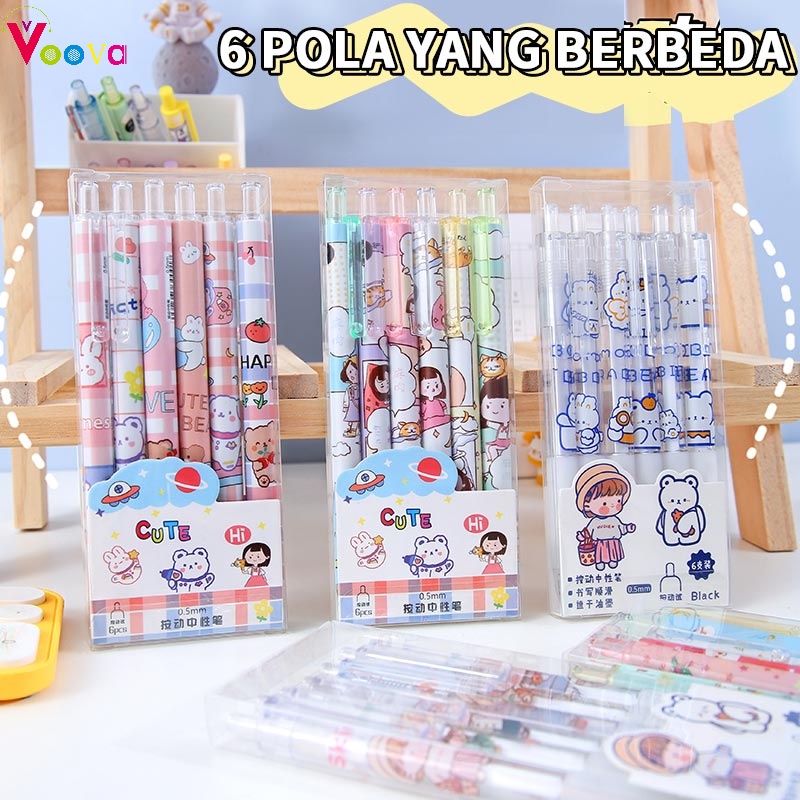 

READY STOCK VOOVA 6 PCS PULPEN GEL MEKANIK 0.5MM / BALLPOINT MEKANIK / Menulis Lebih Halus / Tulisan Lucu Imut / Bolpen Bolpoin Cair Warna Hitam & Murah Import COD
