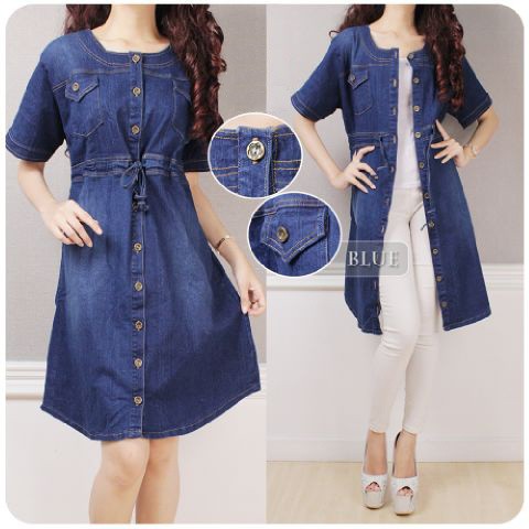 Gita Dress jeans pendek wanita jumbo fit to XXL