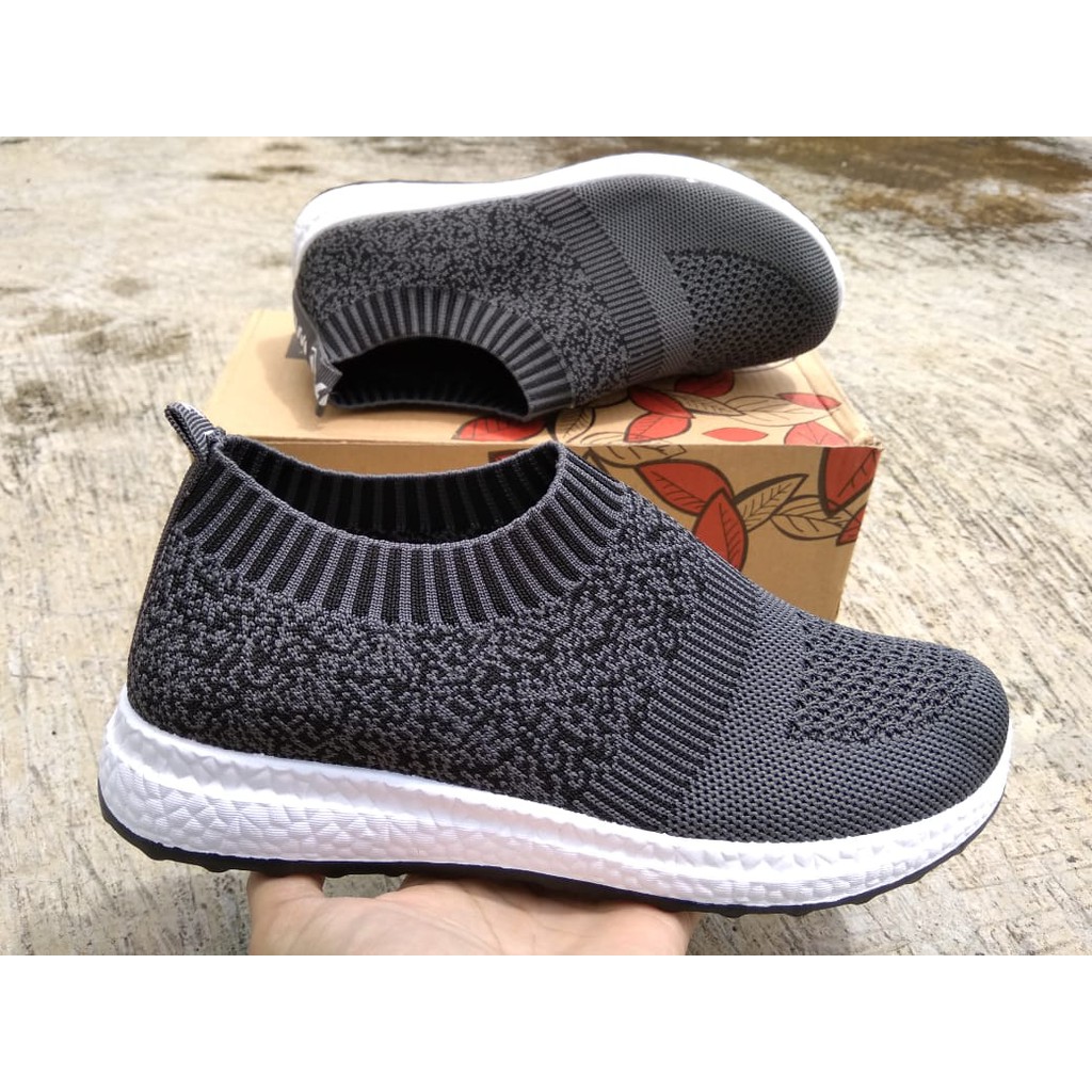 SGZ Sepatu Slip On Women VDM Abu Tua Hitam