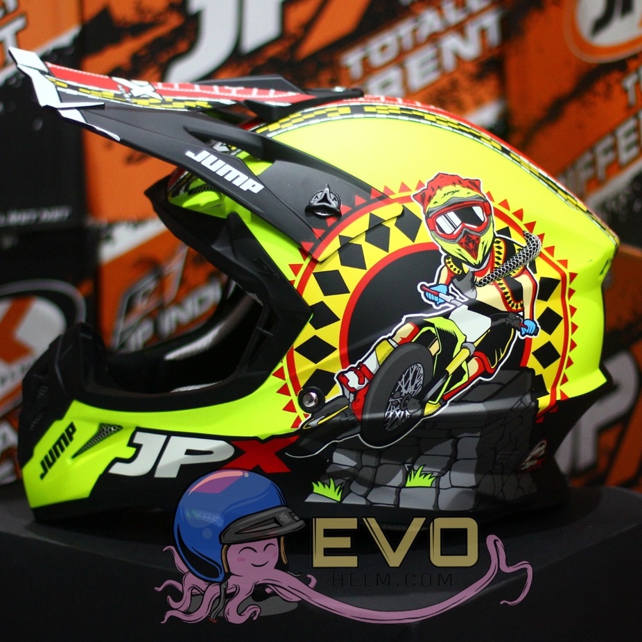 HELM JPX CROSS_FOX1 SERI X32 - FLUO YELLOW DOFF + GOOGLE SNAIL (ONGKIR 2 KG) HELM JPX TERBARU