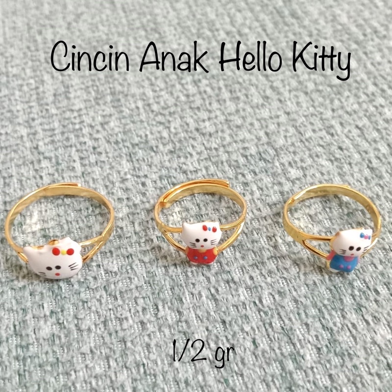 Cincin Anak Hello Kitty Emas Muda 1/2 Gram