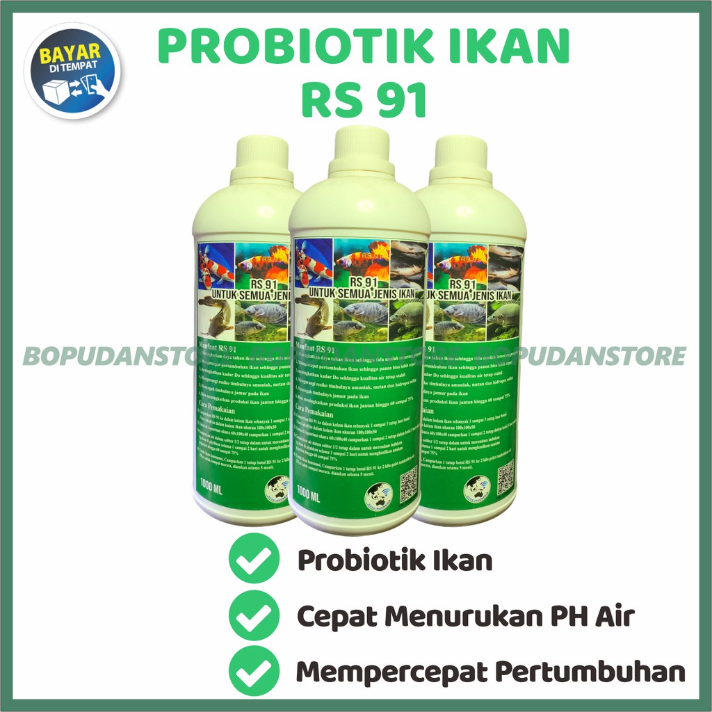 PROBIOTIK RS 91 Obat Vitamin Nutrisi Perawatan Ikan Hias Cupang Menurunkan ph air 1 Liter BPD