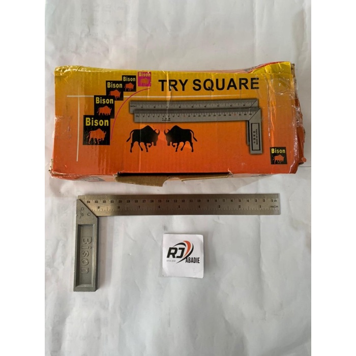 [12PCS] Siku Tukang Penggaris L Try Square BISON 10&quot; 12&quot;