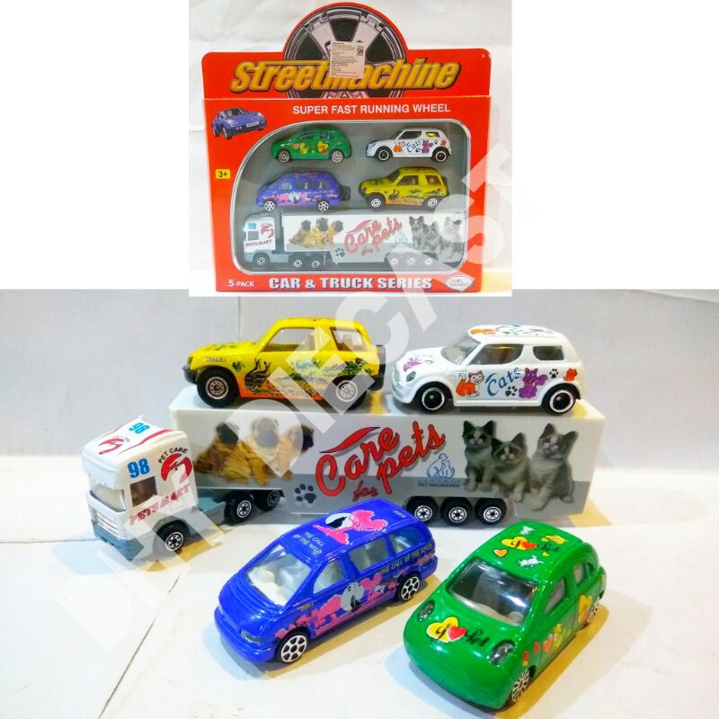 Miniatur Mobil Street Machine 4pcs Dan Diecast Truck Box Putih Care Pets Pro Engine