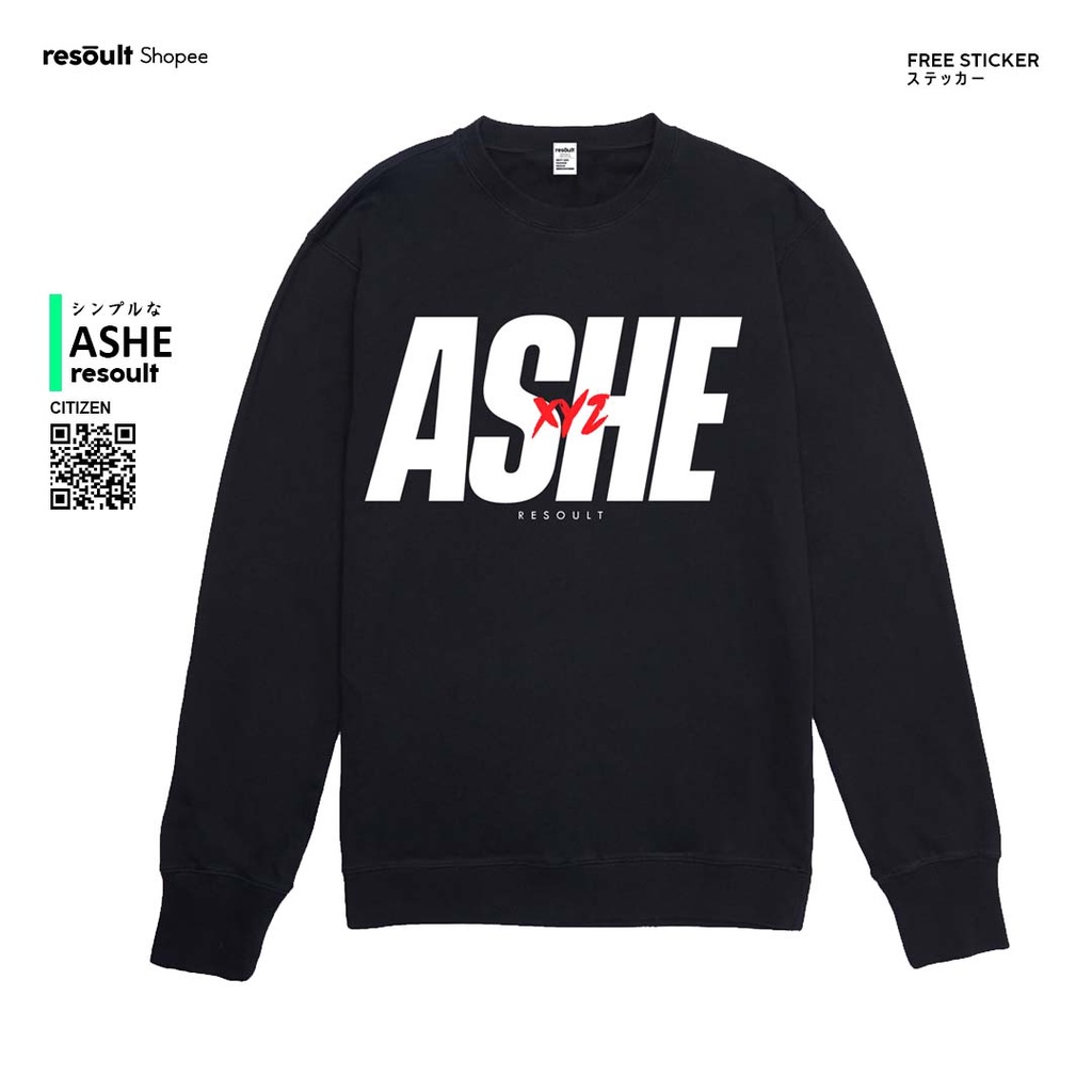 Crewneck Hitam Resoult.co - EPS 37 Ashe - Crewneck / Lengan Panjang Hitam