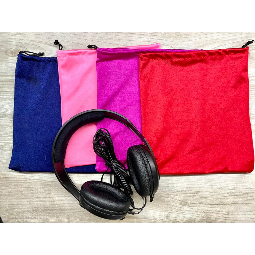 pouch serut serbaguna untuk kosmetik/kunci/adaptor/headphone dll ukuran besar dan kecil