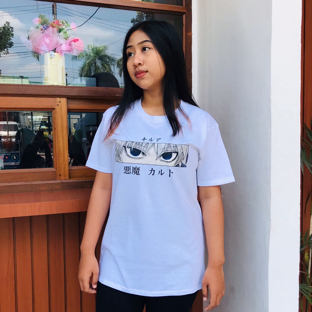 Tshirt Killua Eyes Anime Hunter X Hunter Manga Kaos HXH Killua Zoldyck Wibu Otaku Unisex