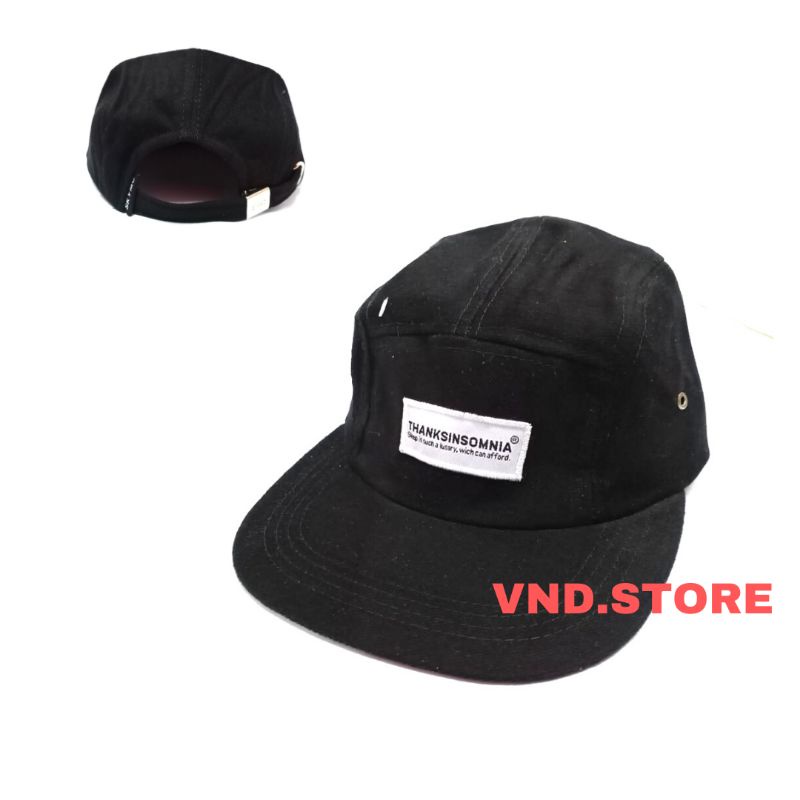 Topi Distro 5 Panel Branded THANKSINSOMNIA hitam