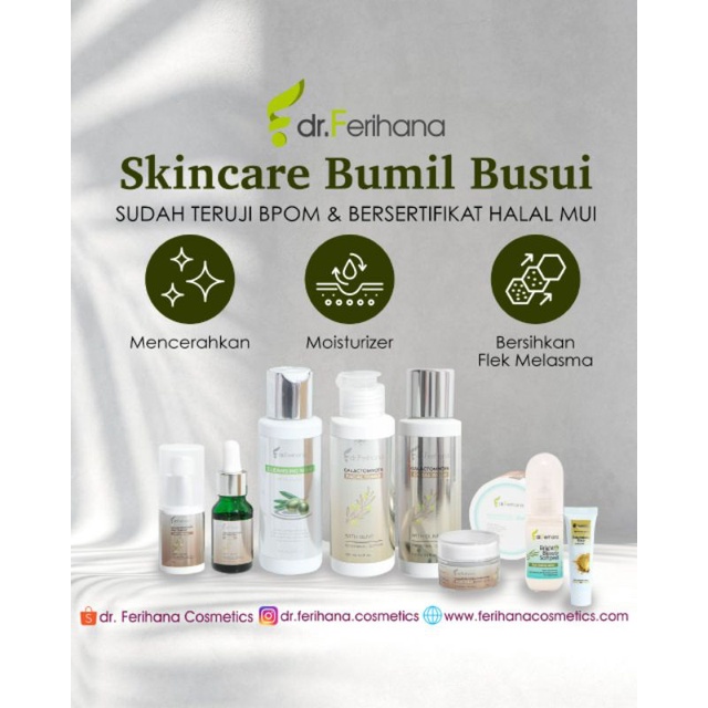 (Dr. Ferihana) Paket Skincare Premium Glowing White Galactomyces Whitening with Olive for Normal to Dry Skin