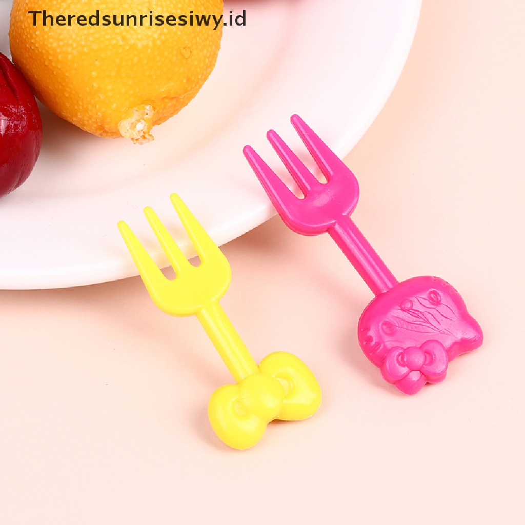 # Alat Rumah Tangga # 10pcs Garpu Buah / Kue / Dessert / Bento Mini Motif Kartun Hewan Untuk Anak