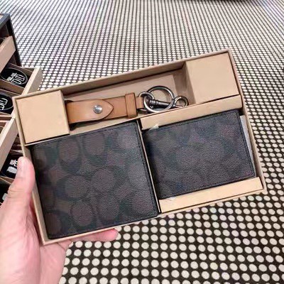 Coach Dompet Pria Bifold Men Wallets Dompet Lipat Pria Fullset ORIGINAL Coach Wallet Coach Dompet Men Bags