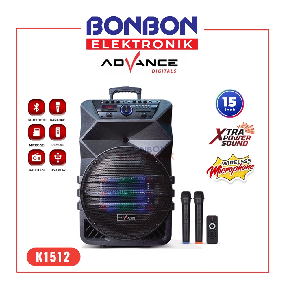 Advance Speaker Meeting Bluetooth Aktif 15&quot; K1512 + 2 Mic Karaoke