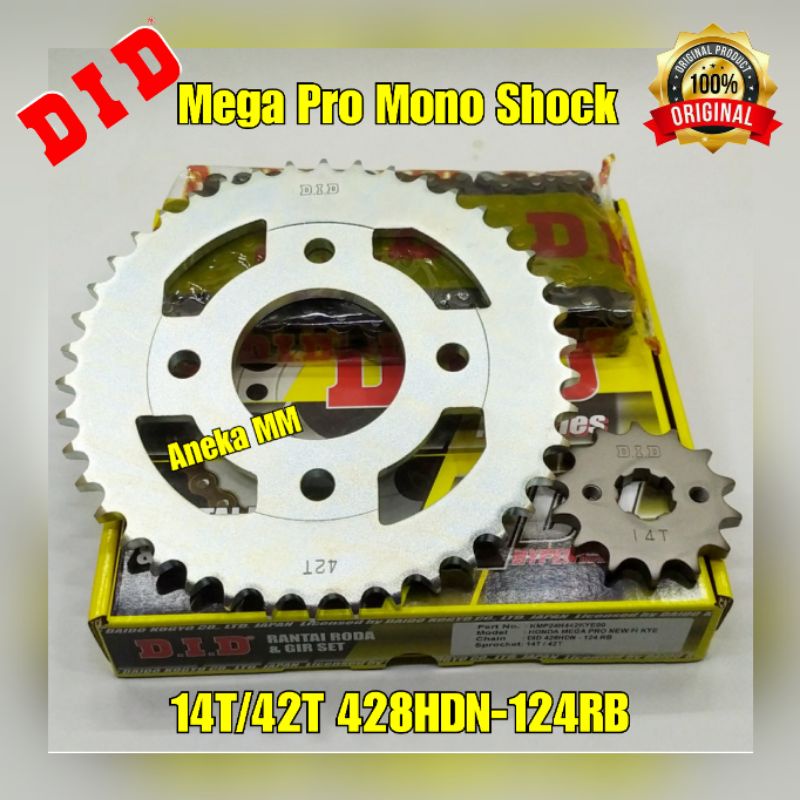 DID Gear Set Mega Pro New Mono Shock Sonic 150 Supra GTR 150 CB CBR 150 R CB150R CBR150 Paket lengka