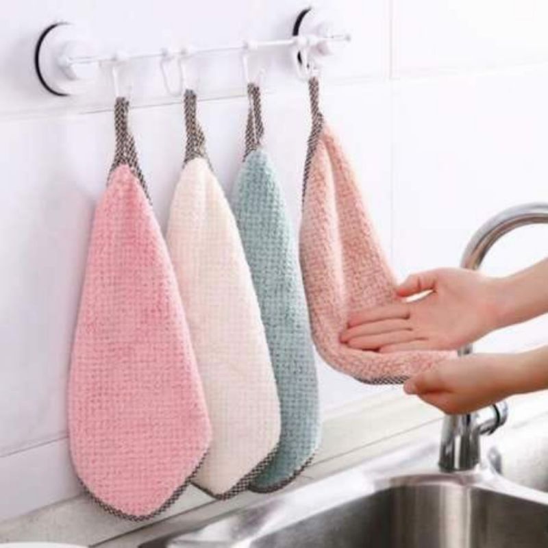 Hand Towel Lap Tangan Coral Polos Kain Model Gantung Handuk Tangan