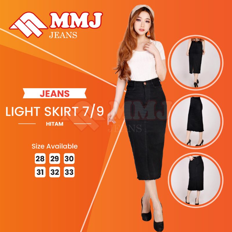 mmj jeans 090701 Cod Size 28 - 33 Rok Jeans Wanita 7/9 Light Skirt Rok Stretch Melar-1