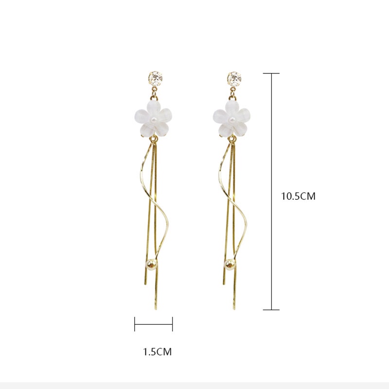 Anting Tusuk Gantung Temperament Bahan Sterling Silver 925 Desain Bunga Gaya Koreamusim Panas Untuk Wanita