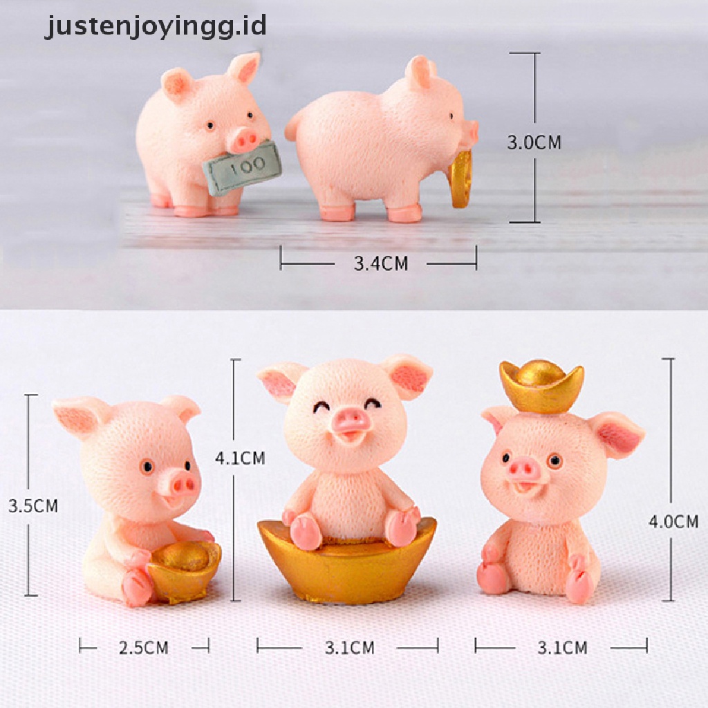 // justenjoyingg.id // Fortune Pig Miniature Figurine Fairy Garden Dollhouse Decor Micro Landscape ~