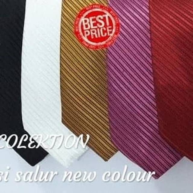 Dasi pria garis salur hitam putih gold emas merah maroon ready