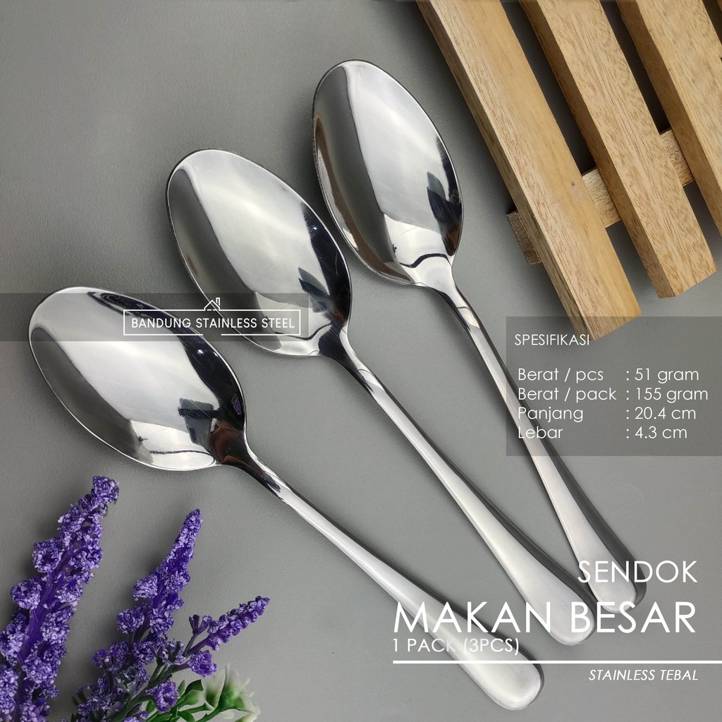 3 pcs sendok garpu makan besar standar stainless tebal hotel spoon fork